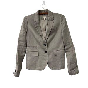 J Crew Womens Taupe Linen 2 Button Closure Blazer Jacket Size 0